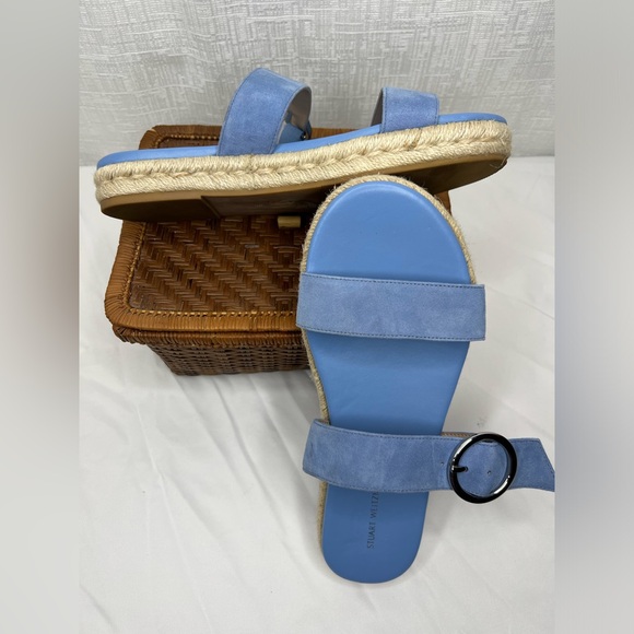 STUART WEITZMAN BLUE STRAPPY SLIP ON SANDALS - Picture 3 of 5